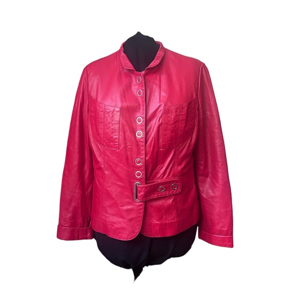 Vintage red coat faux leather - Picture 3 of 5